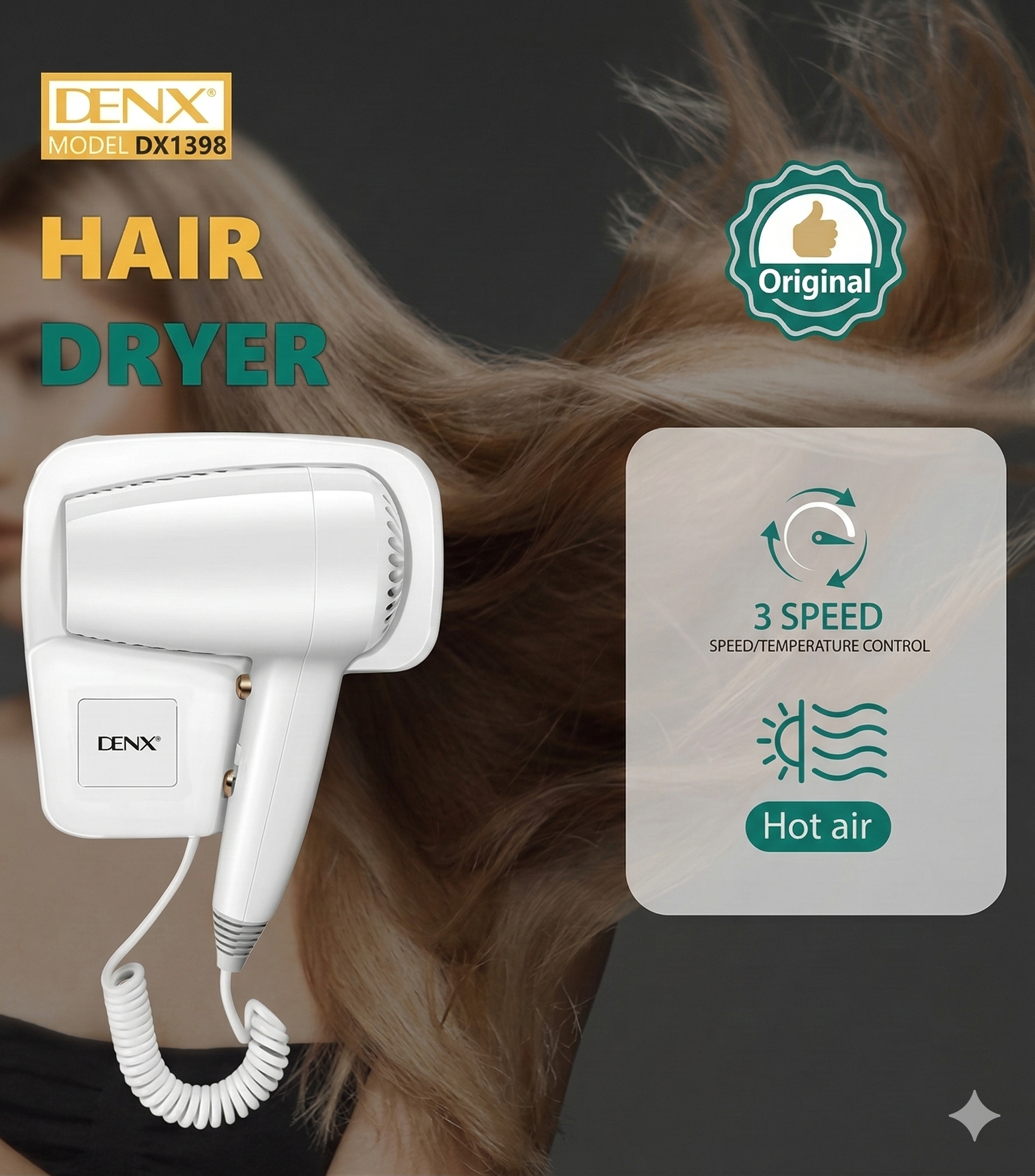 Denx - 3-Speed Hair Dryer